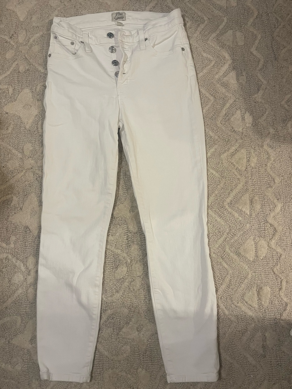 J. Crew white button flight skinny jeans